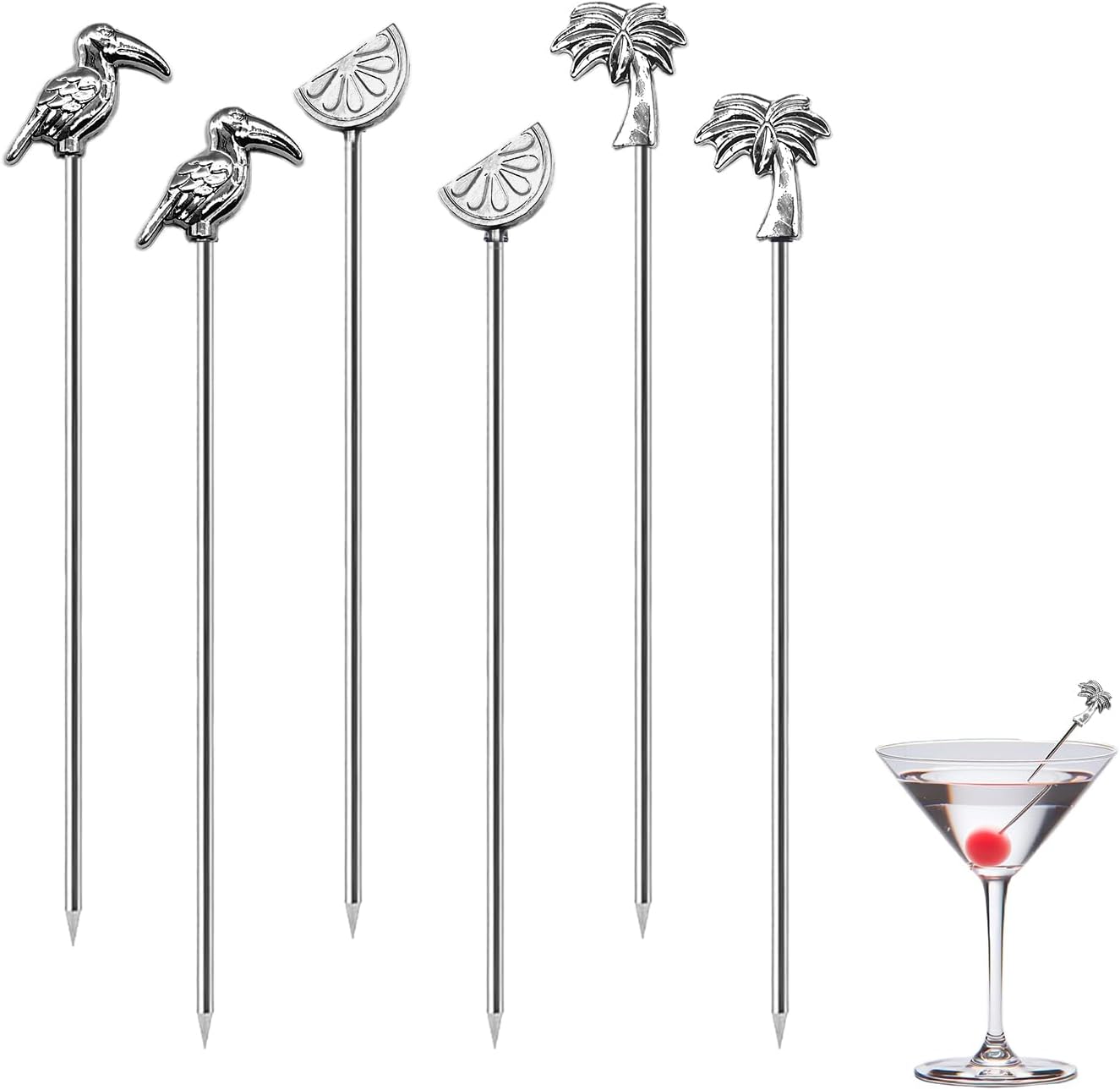 Stainless Steel Martini Picks - Stylish Garnish Skewers by Sipoyen
