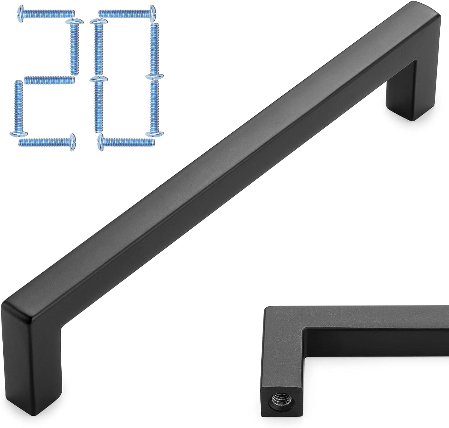 KOOFIZO 20-Pack Solid Square Bar Cabinet Handle for Furniture