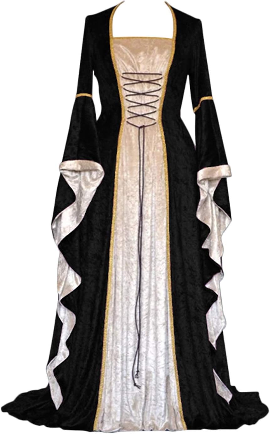 YEAXLUD Womens Renaissance Medieval Costume Dress for Cosplay