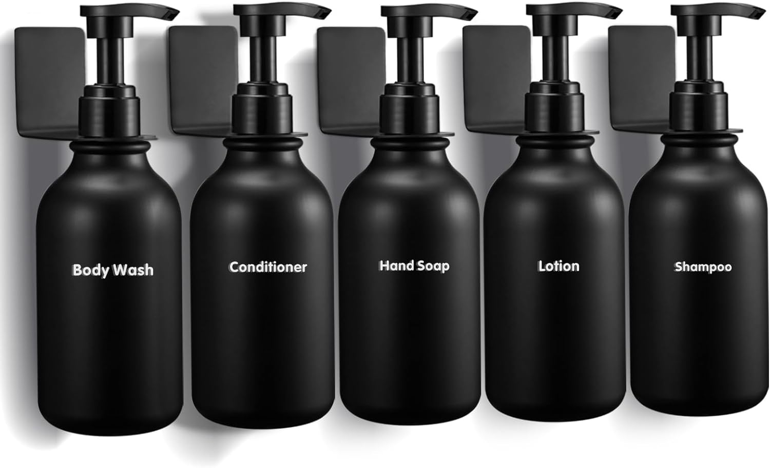 Drill-Free Wall Mount Dispenser Set - Easy Refill, Waterproof Labels