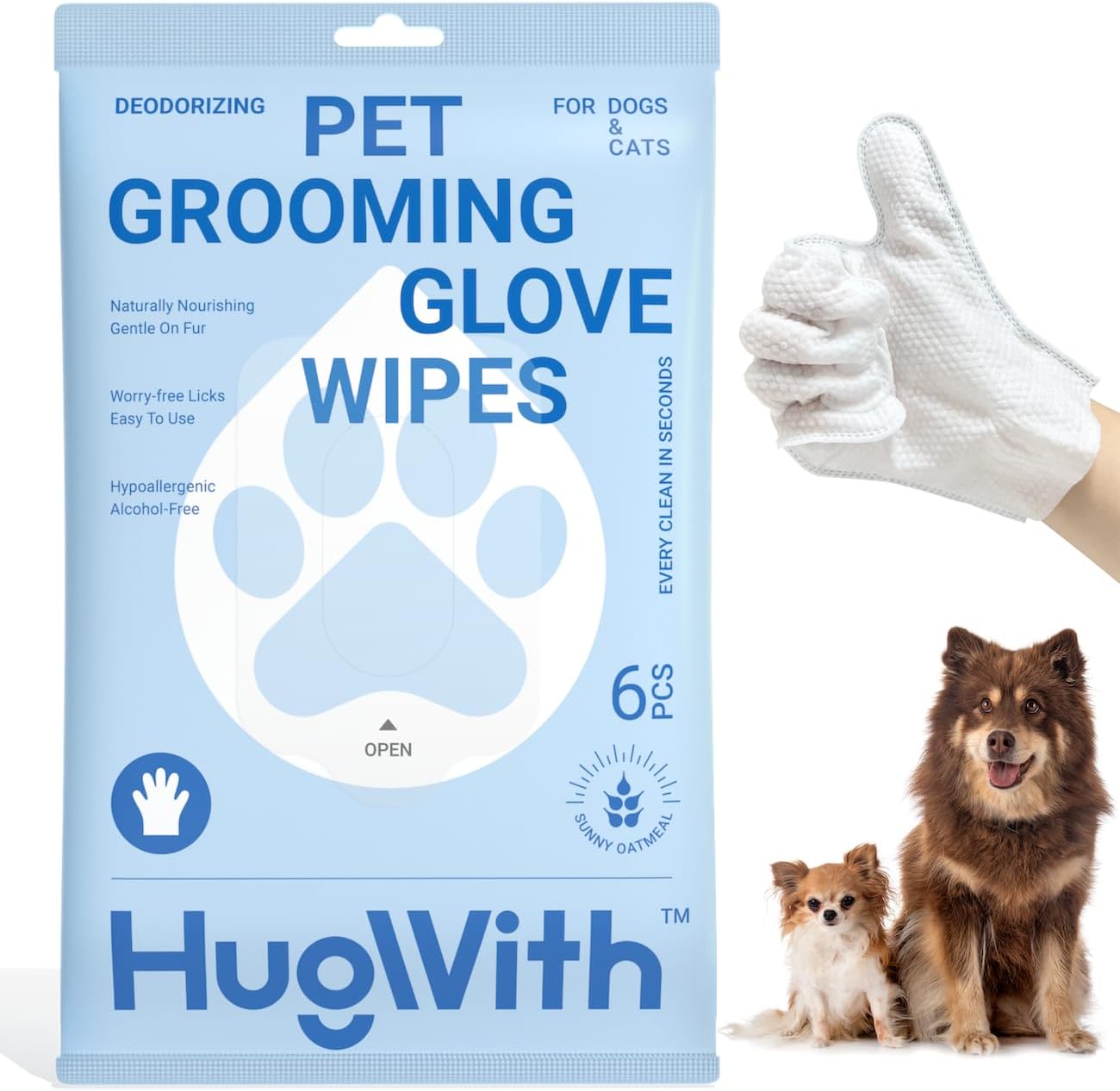 Hypoallergenic Pet Wipes with Oat Extract for On-the-Go Freshness