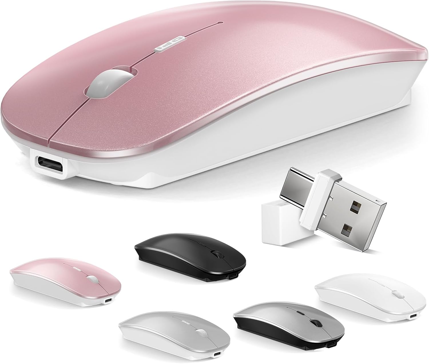 Rechargeable Dual Mode Bluetooth Mouse - Rose Gold