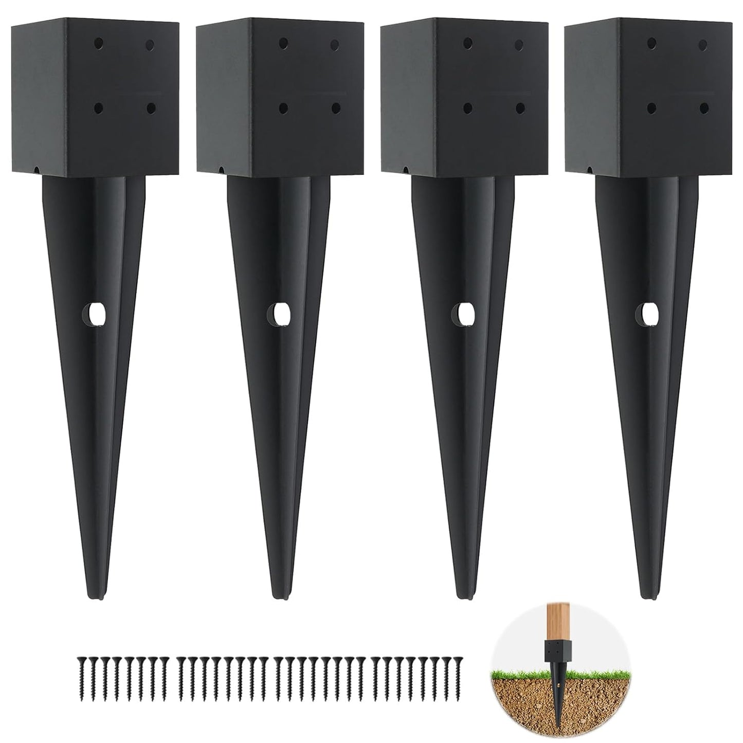 4 Pcs 4x4 Fence Post Anchor Ground Spike for Durable Support