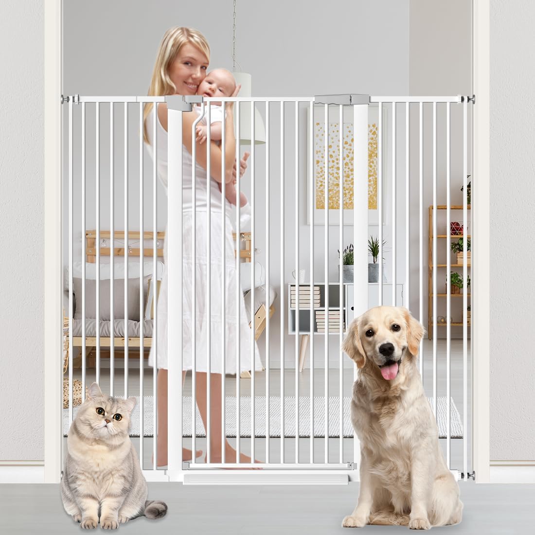 51.18in Extra Tall Cat Gate for Doorways and Stairs Safety