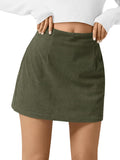Wenrine Womens Corduroy Mini Skirt High Waisted A-line (Style 879X)