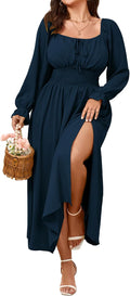 Women's Plus Size Smocked Square Neck Maxi Dress - Flattering Fit Soft