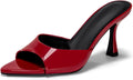 Coutgo Womens Heeled Mules Pointed Peep Toe High Heels - Slip On Style