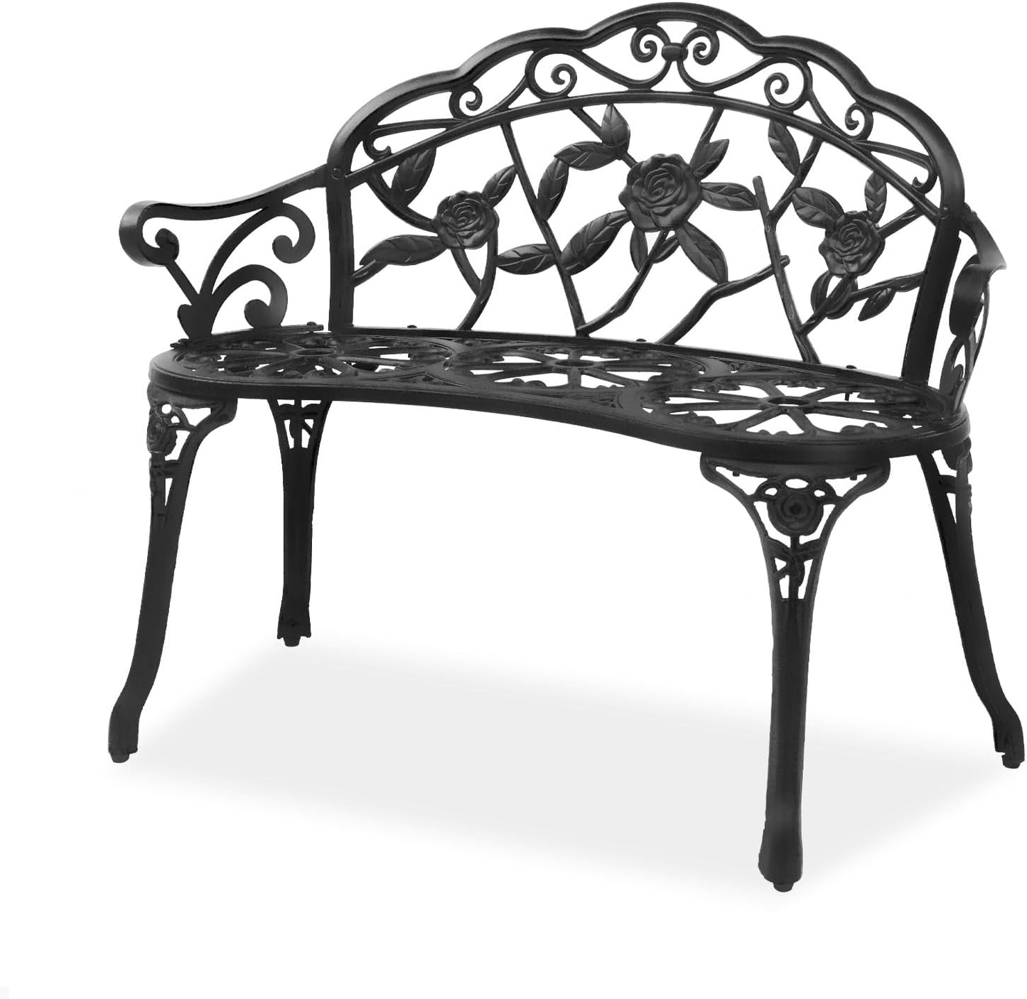 VINGLI 38.5in Patio Park Garden Outdoor Metal Rose Bench