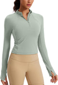 Butterluxe Half Zip Long Sleeve Crop Top - Soft, Slim Fit