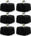 90 in Round Black Polyester Tablecloth 6-Pack - Durable Event Covers