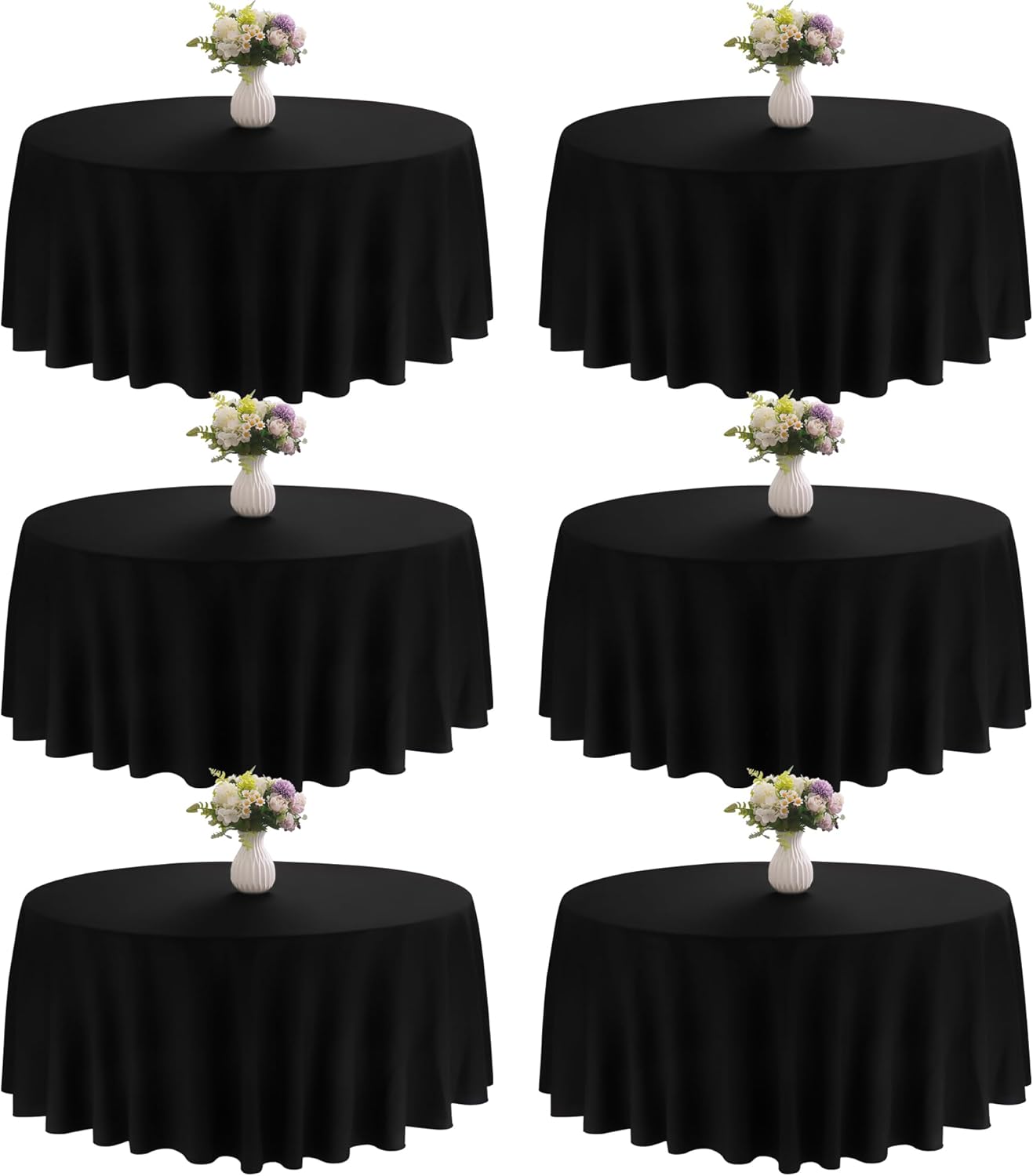 90 Inch Round Black Polyester Tablecloths for Elegant Events