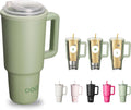 40 oz Insulated Tumbler with Handle and Straw - Willow Walk Green