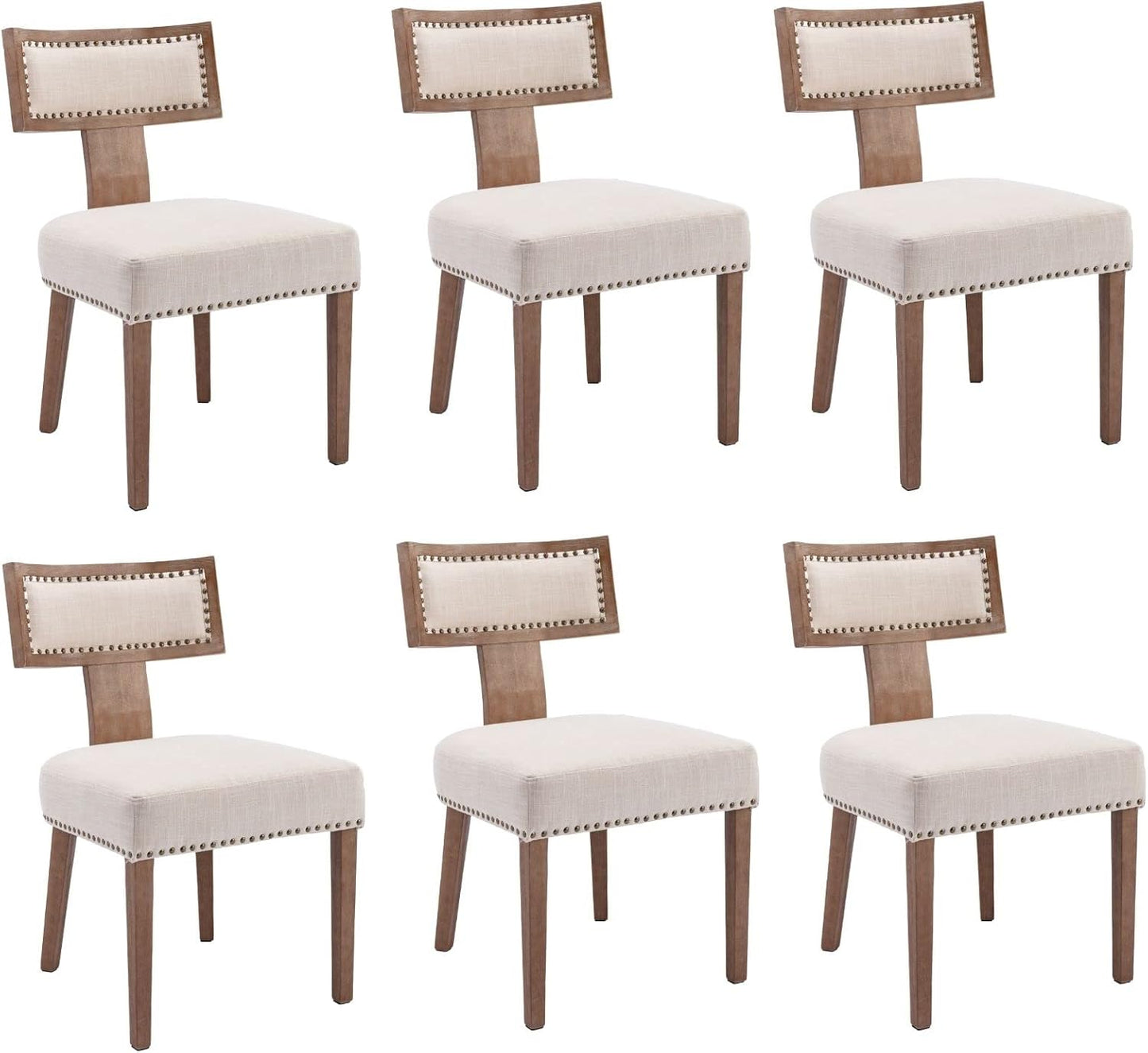 Mid Century Modern Dining Chairs Set of 6 with Upholstered Fabric