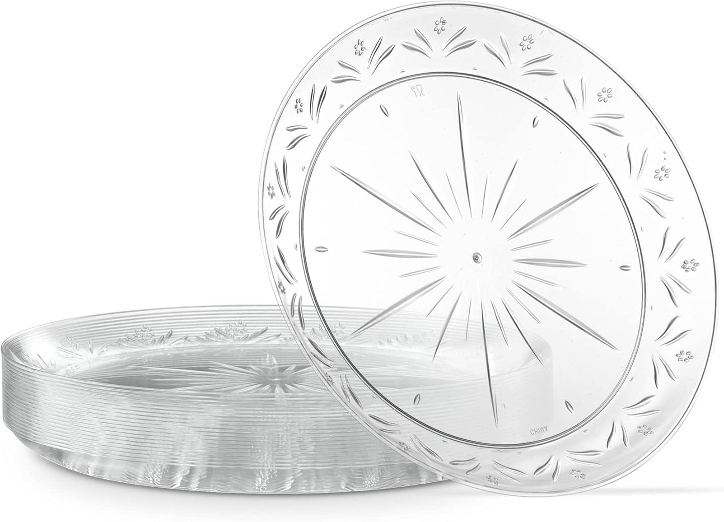 PLASTICPRO Premium Heavy Weight Crystal Clear Disposable Plates