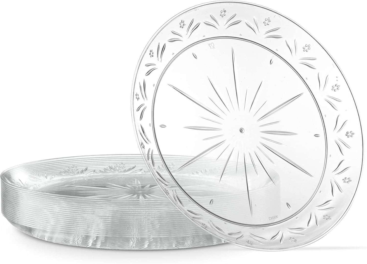 PLASTICPRO Premium Heavy Weight Crystal Clear Disposable Plates