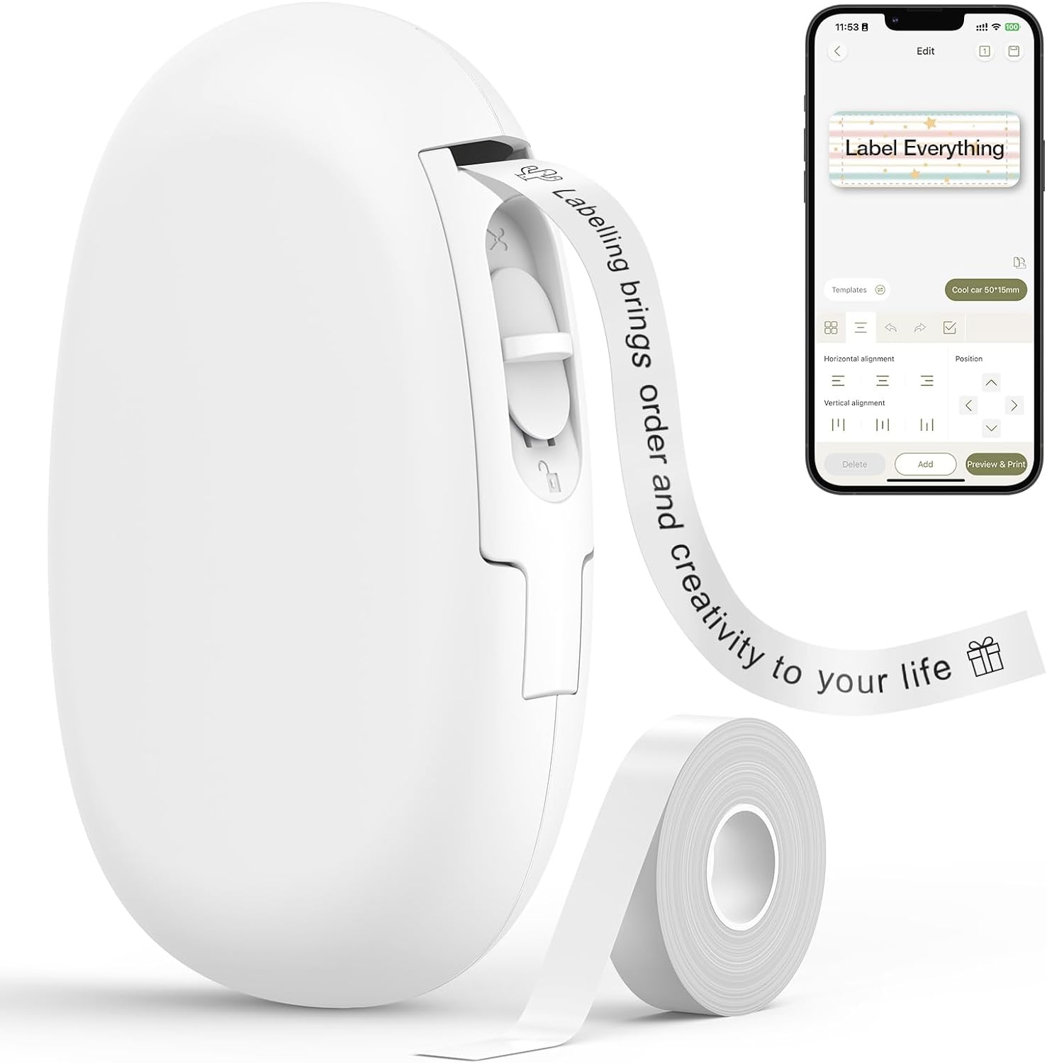 Versatile SUPVAN Bluetooth Label Maker: Inkless Organization
