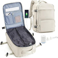Vacuum Travel Backpack Beige with Pump - Compresses to Save Space