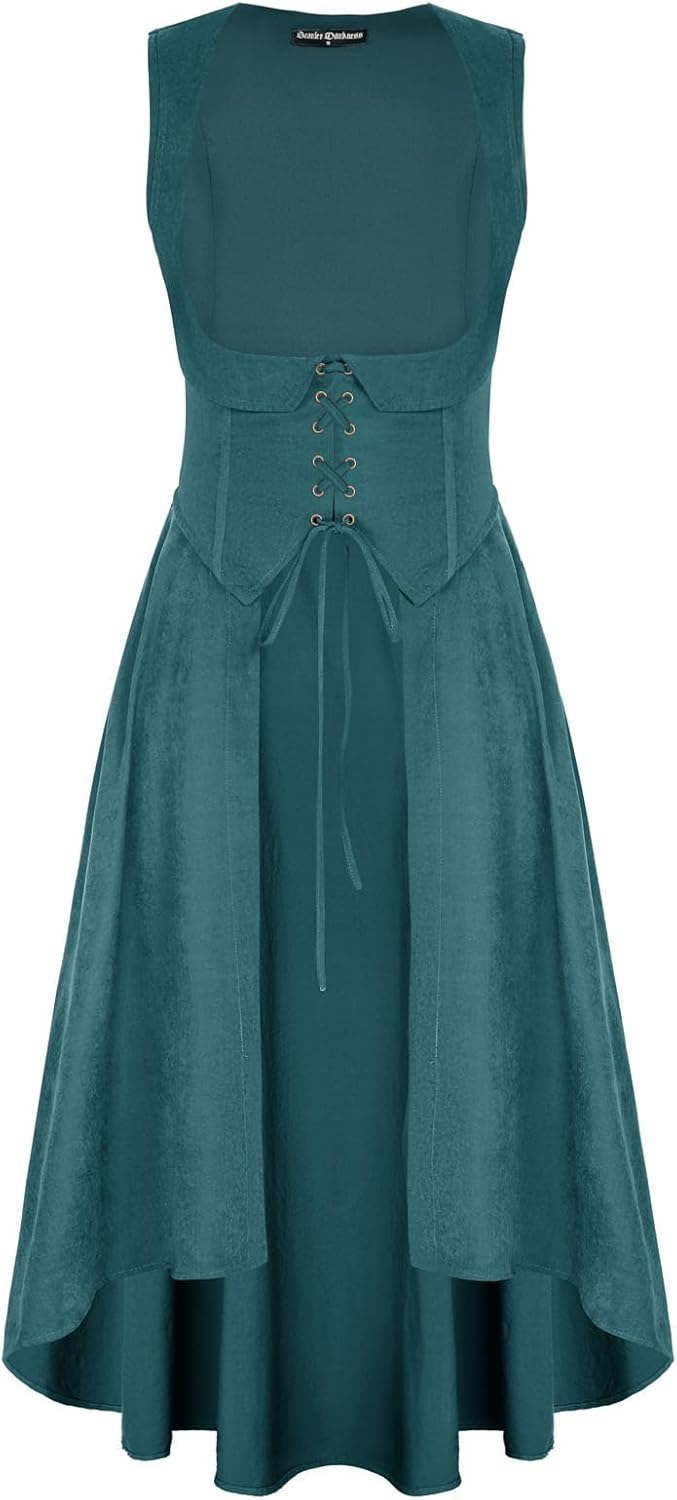 Scarlet Darkness Women Renaissance Costume High Low Dress with Pockets