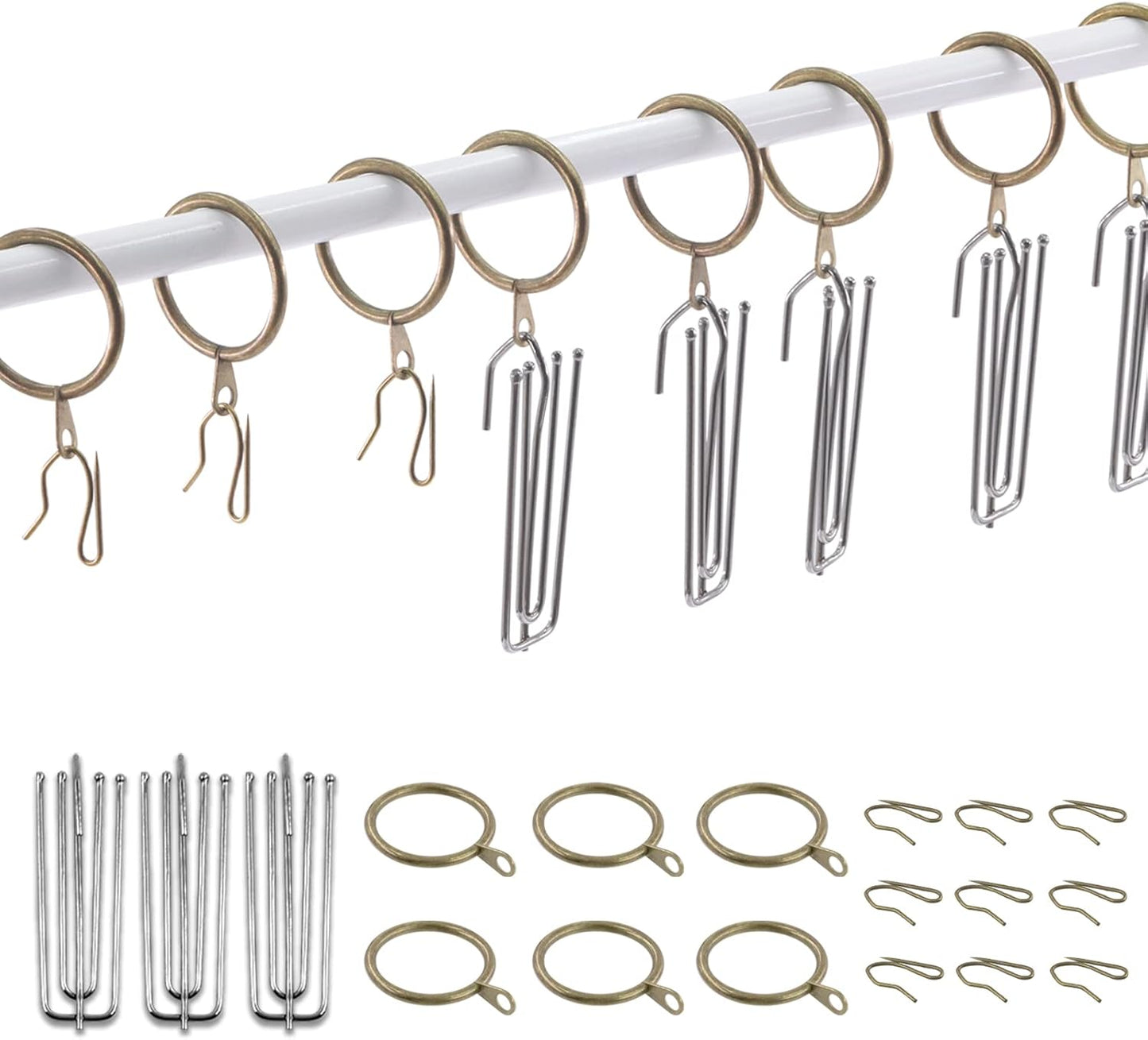Swpeet 120Pcs Bronze Curtain Rings - Easy Hanging Solution