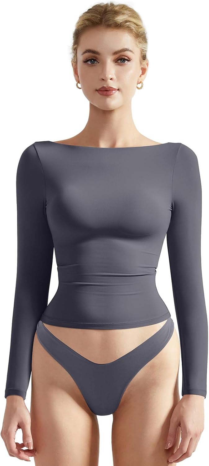 SUUKSESS Women Crew Neck Long Sleeve Crop Top for Stylish Comfort