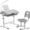 Kids Functional Desk and Chair Set with LED Light and Tilt Desktop