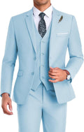 Men Suit 3 Pieces Slim Fit 2-Button Jacket Vest Pant with Tie