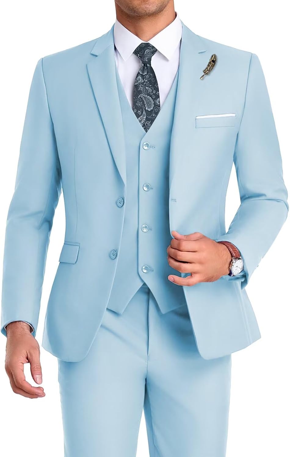 Men Suit 3 Pieces Slim Fit Tuxedo for Groomsmen and Business