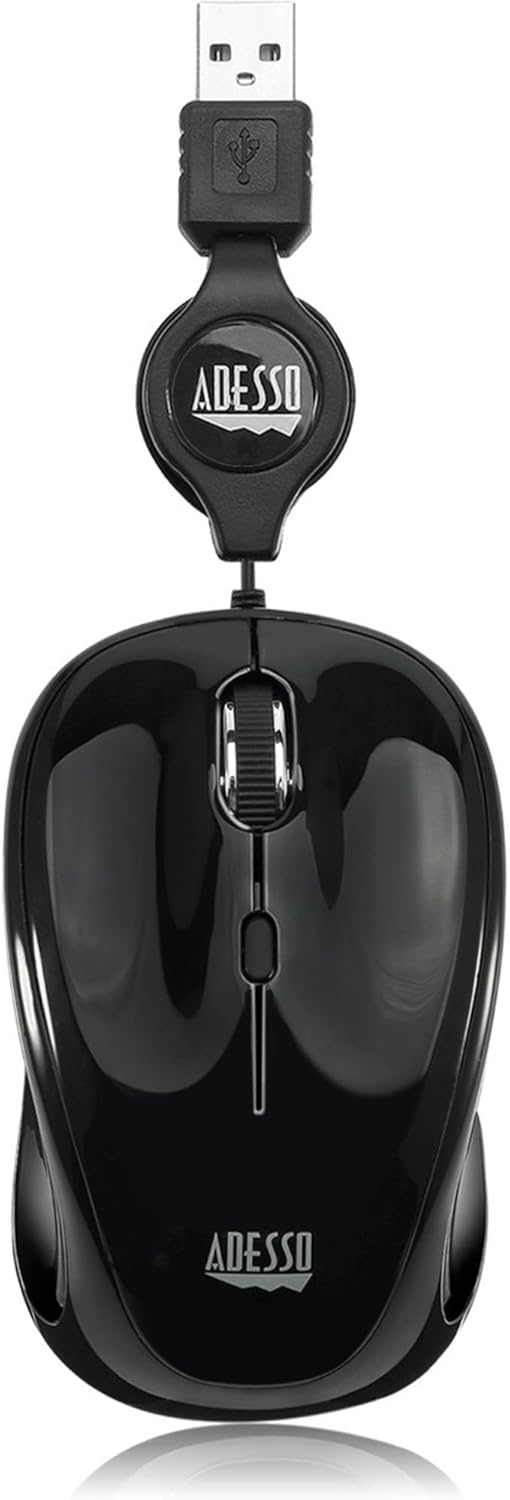 Adesso Mini Mouse: Retractable, Durable, LED Backlight
