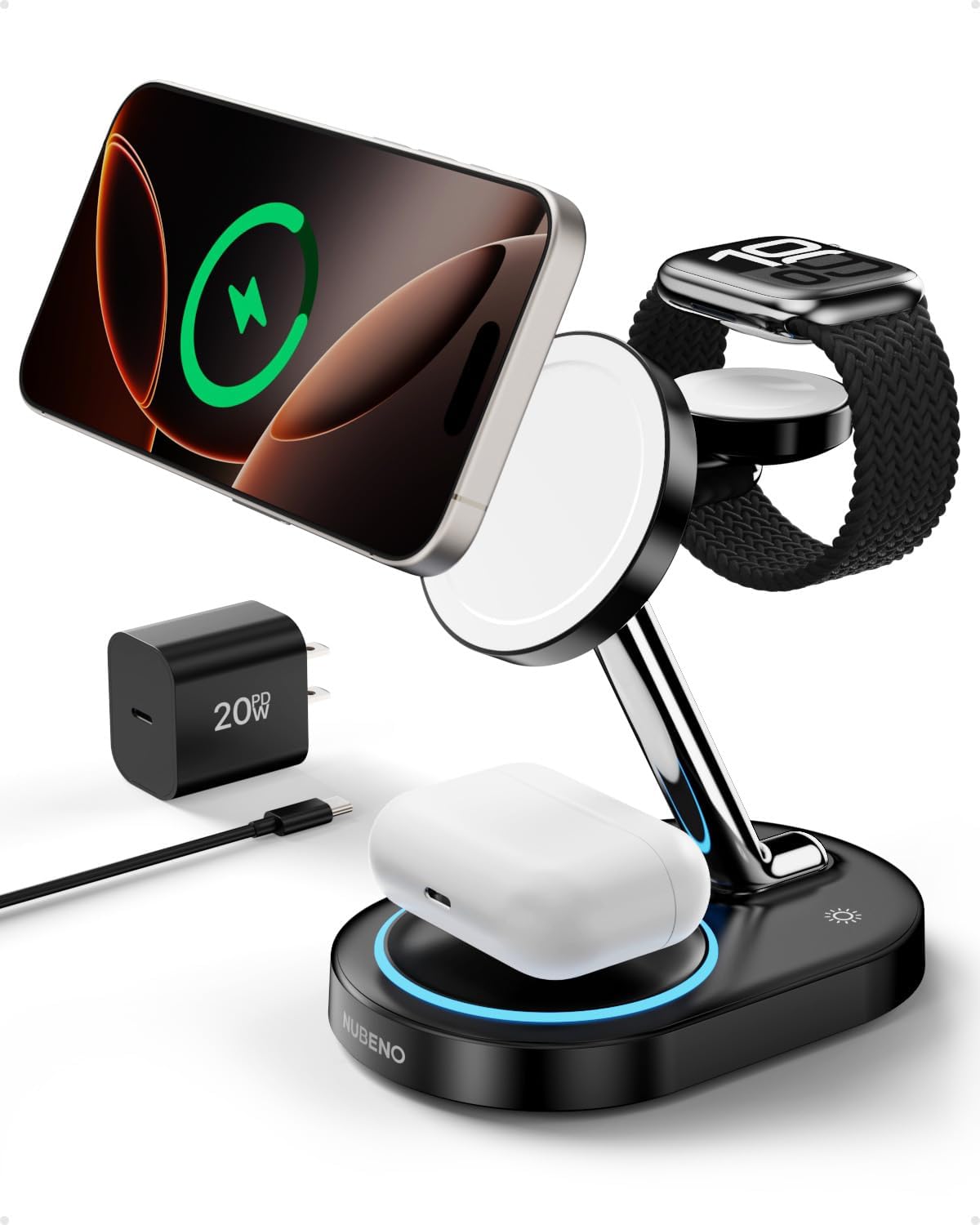3-in-1 Magnetic Wireless Charger Stand for iPhone & Apple Devices