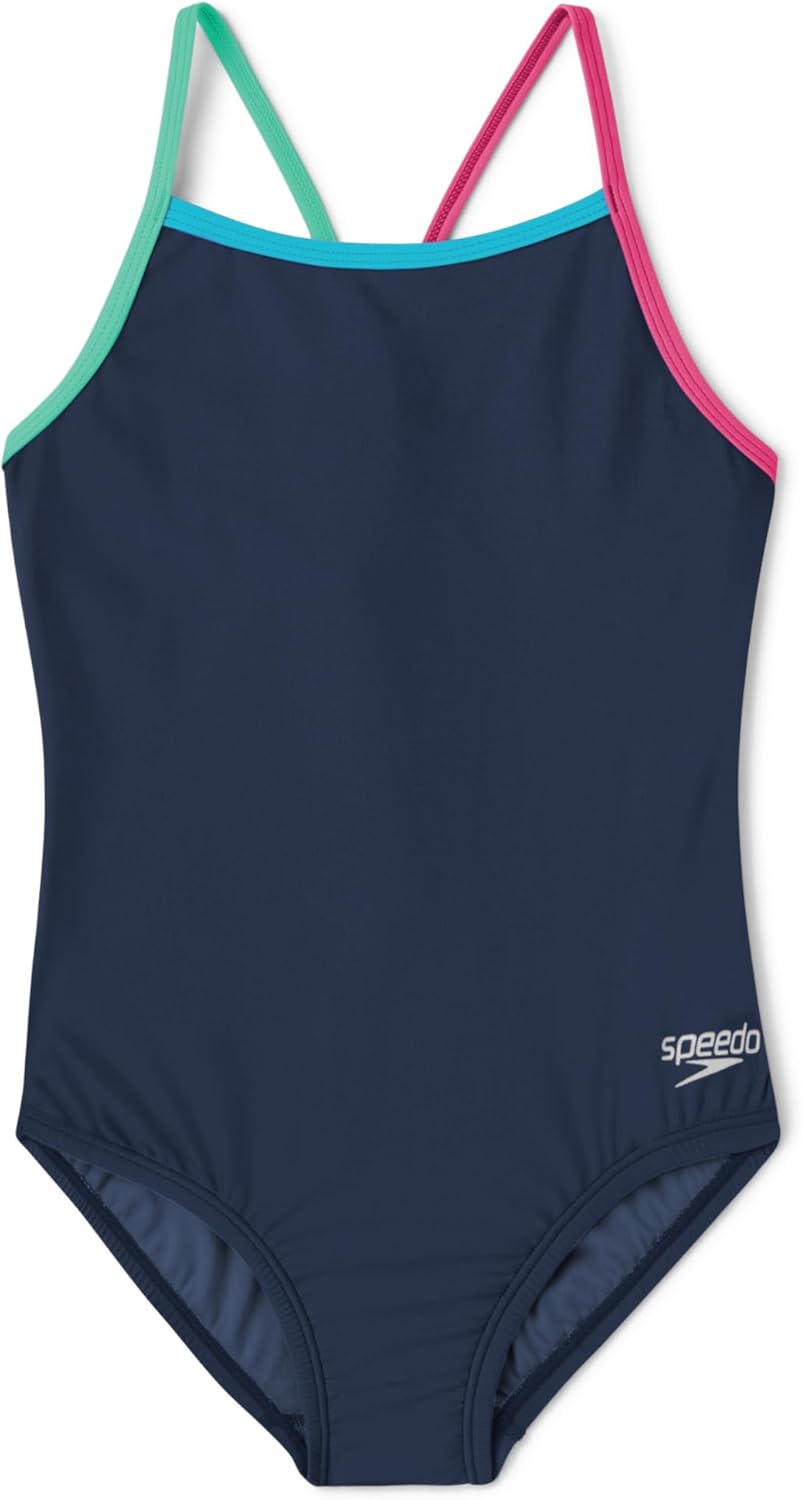 Speedo Girl's One Piece Swimsuit with Thin Straps for Comfort