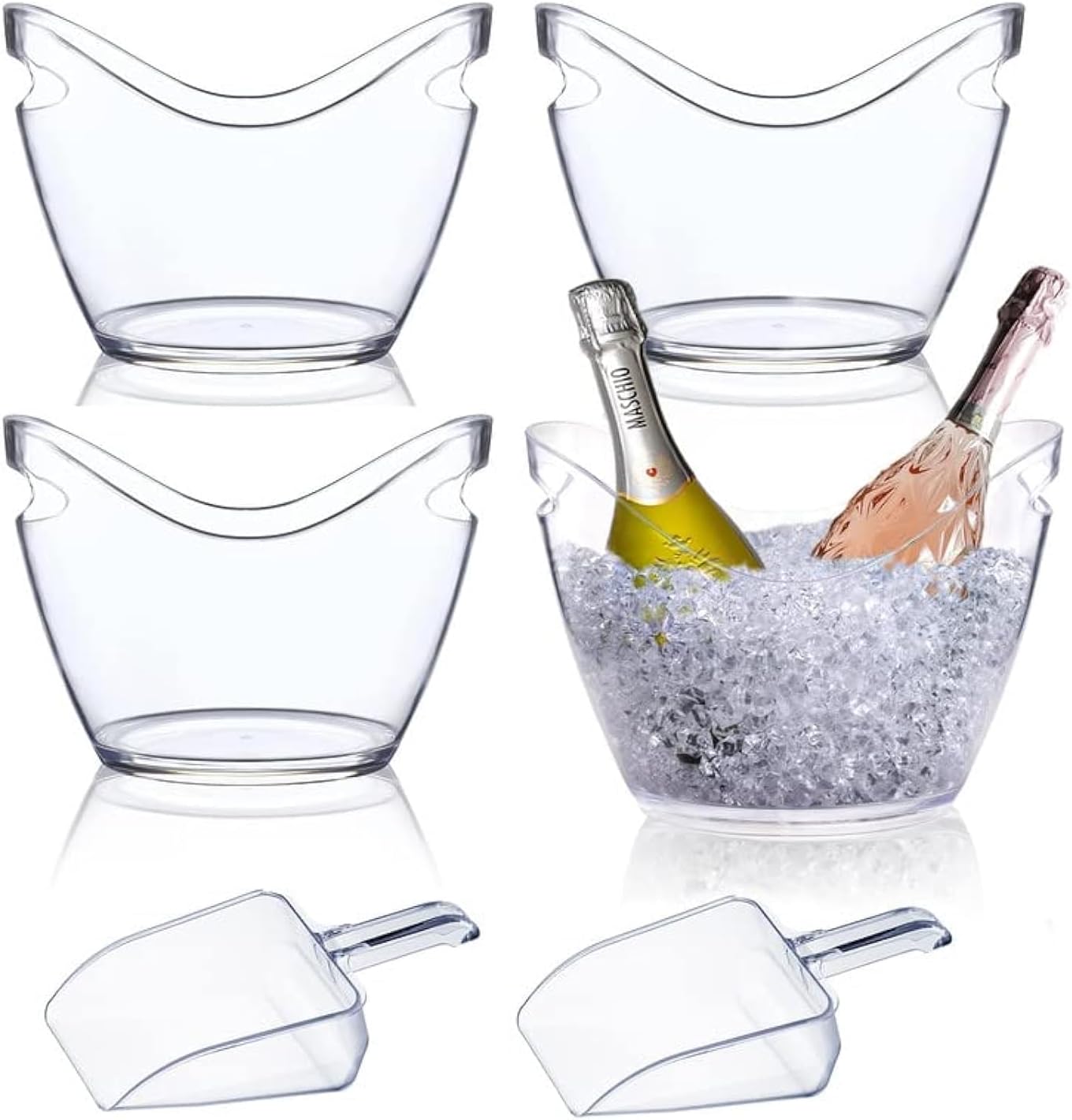 Beverage Tubs for Parties - Clear Acrylic Ice Bucket Set