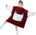 Wearable Blanket Hoodie for Kids 6-12 - Oversized Cozy Flannel
