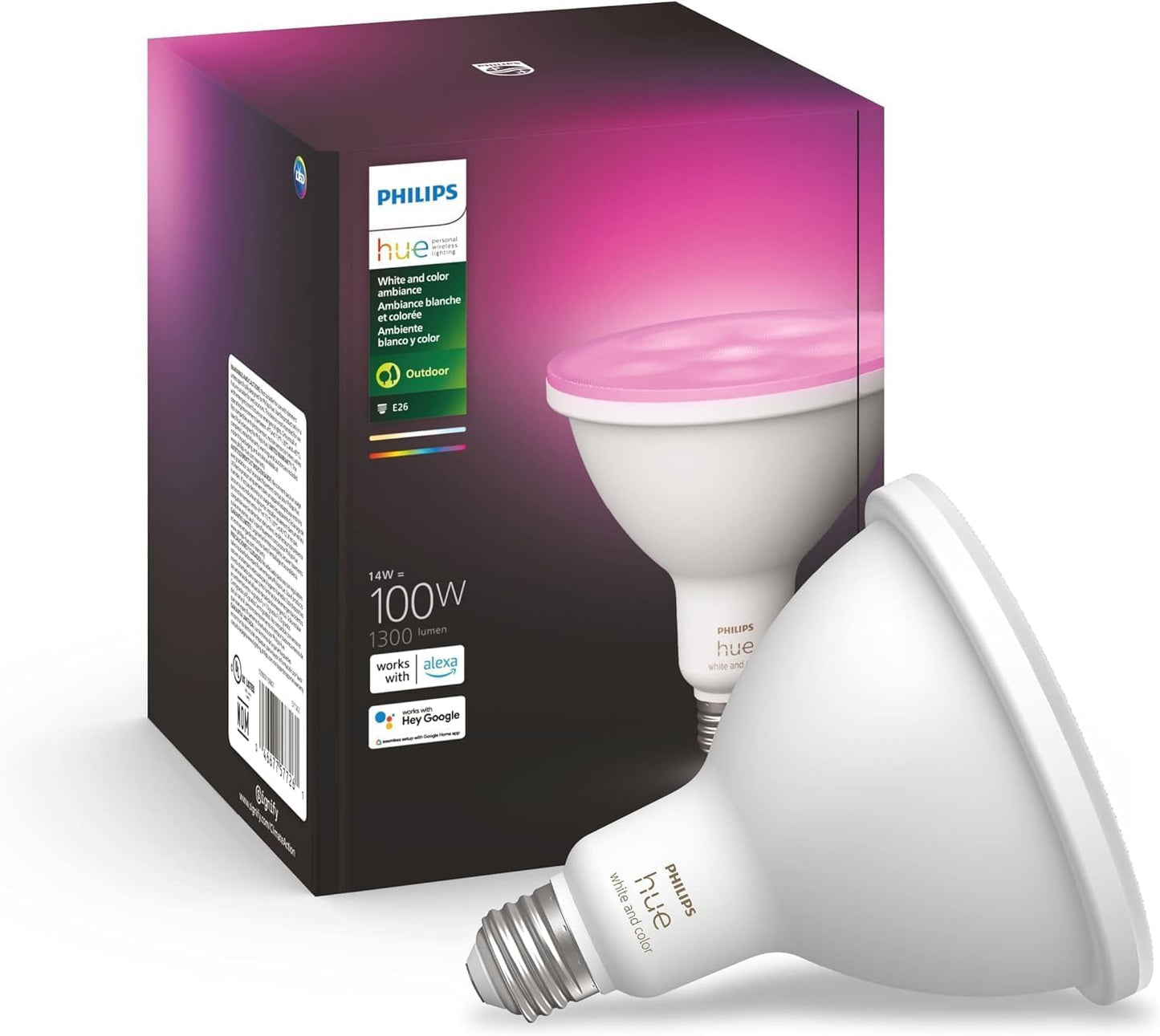 Philips Hue Smart 100W PAR38 LED Bulb for Outdoor Ambiance
