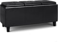 Avalon 42 in Storage Ottoman in Midnight Black Vegan Faux Leather