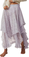 Elegant R.Vivimos Women Lace Long Skirts for Summer Outings