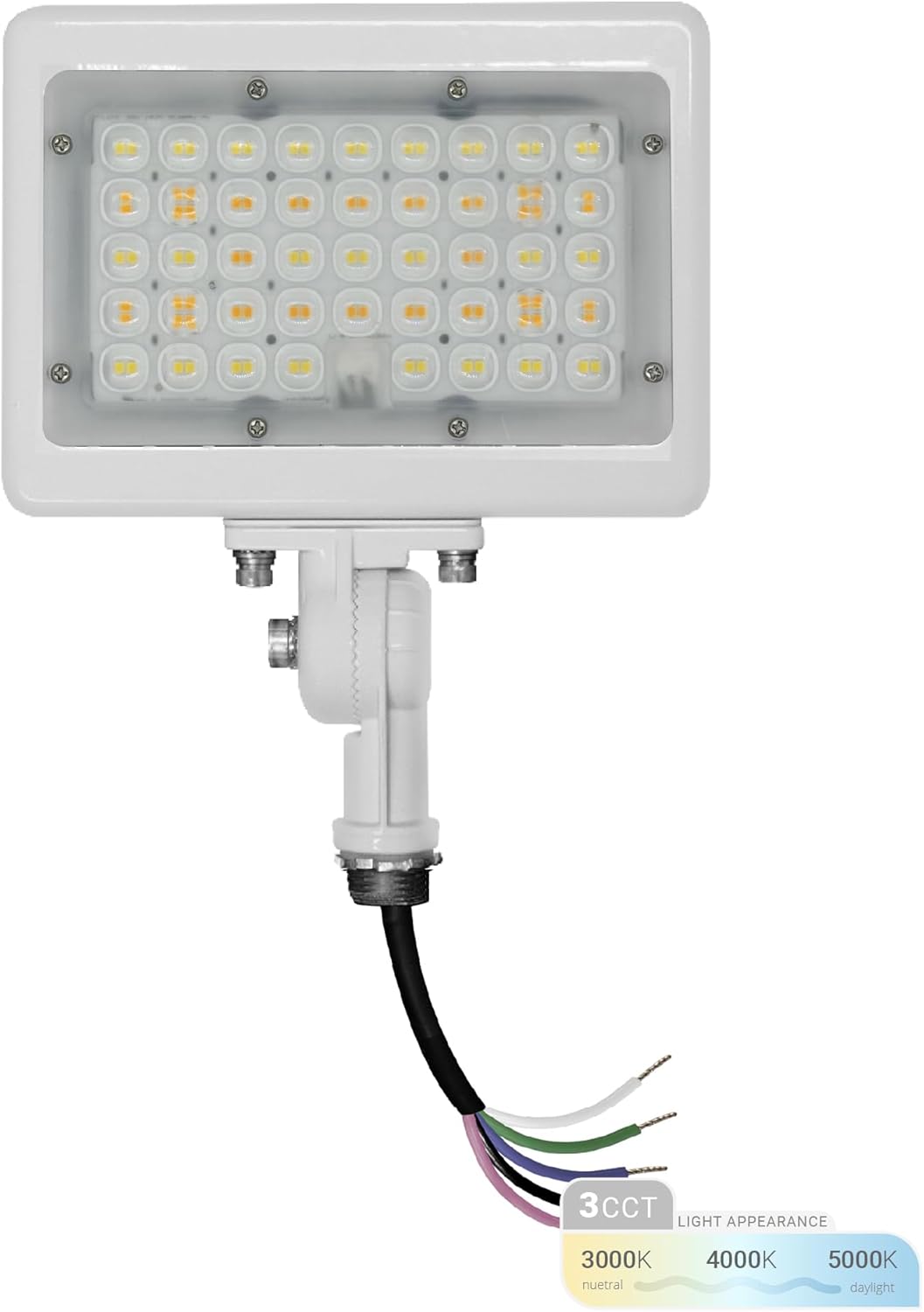 NUWATT 30W LED Flood Light with 3CCT and Adjustable Mount