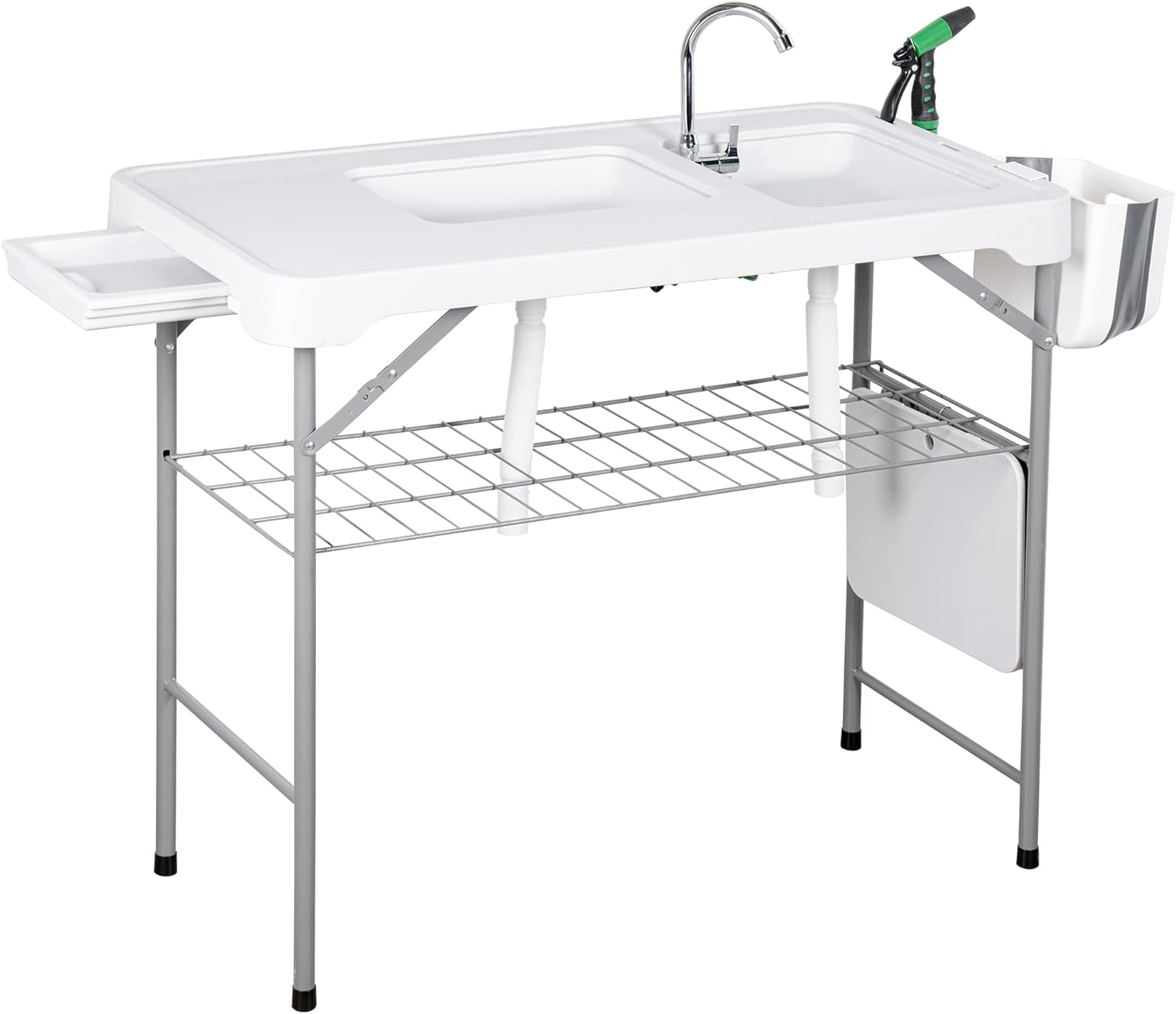 Allpop Fish Cleaning Table with 2 Sinks & Foldable Faucet