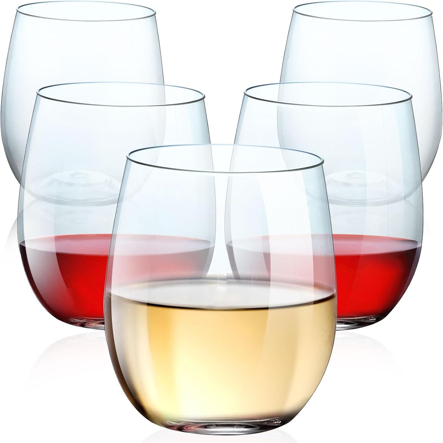 OTOB 40 Pack Reusable Stemless Plastic Wine Glasses for Parties