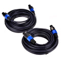 2Pack 25 ft Male Speakon to Speakon Cables - Durable 12 AWG Audio Cord