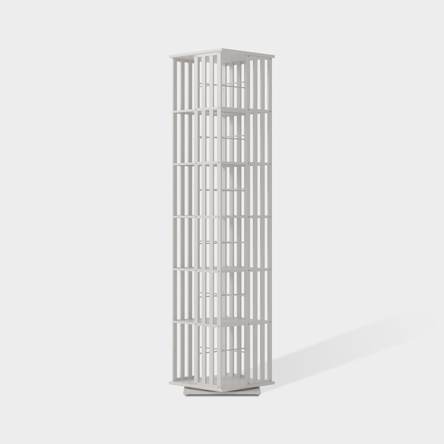 360 Rotating Bamboo Bookshelf Tower for Stylish Storage Solutions