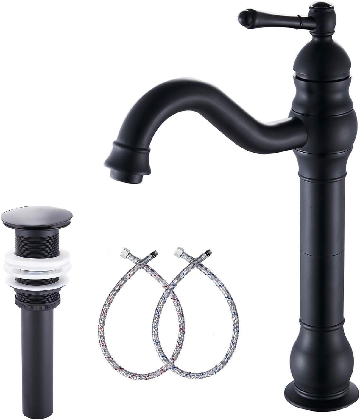 Black Bathroom Faucet with 360 Swivel for Vessel Sinks