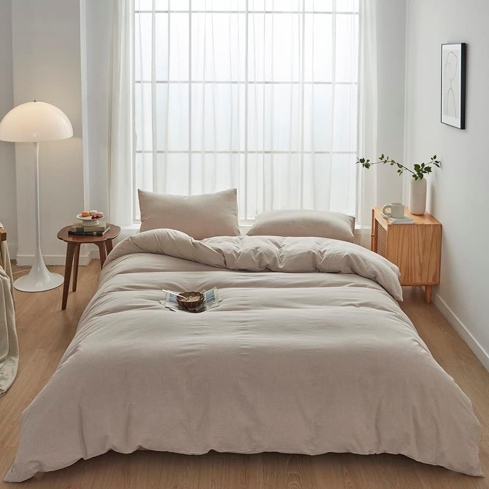 FACE TWO FACE Queen Duvet Cover Set in Tannish Linen Grey