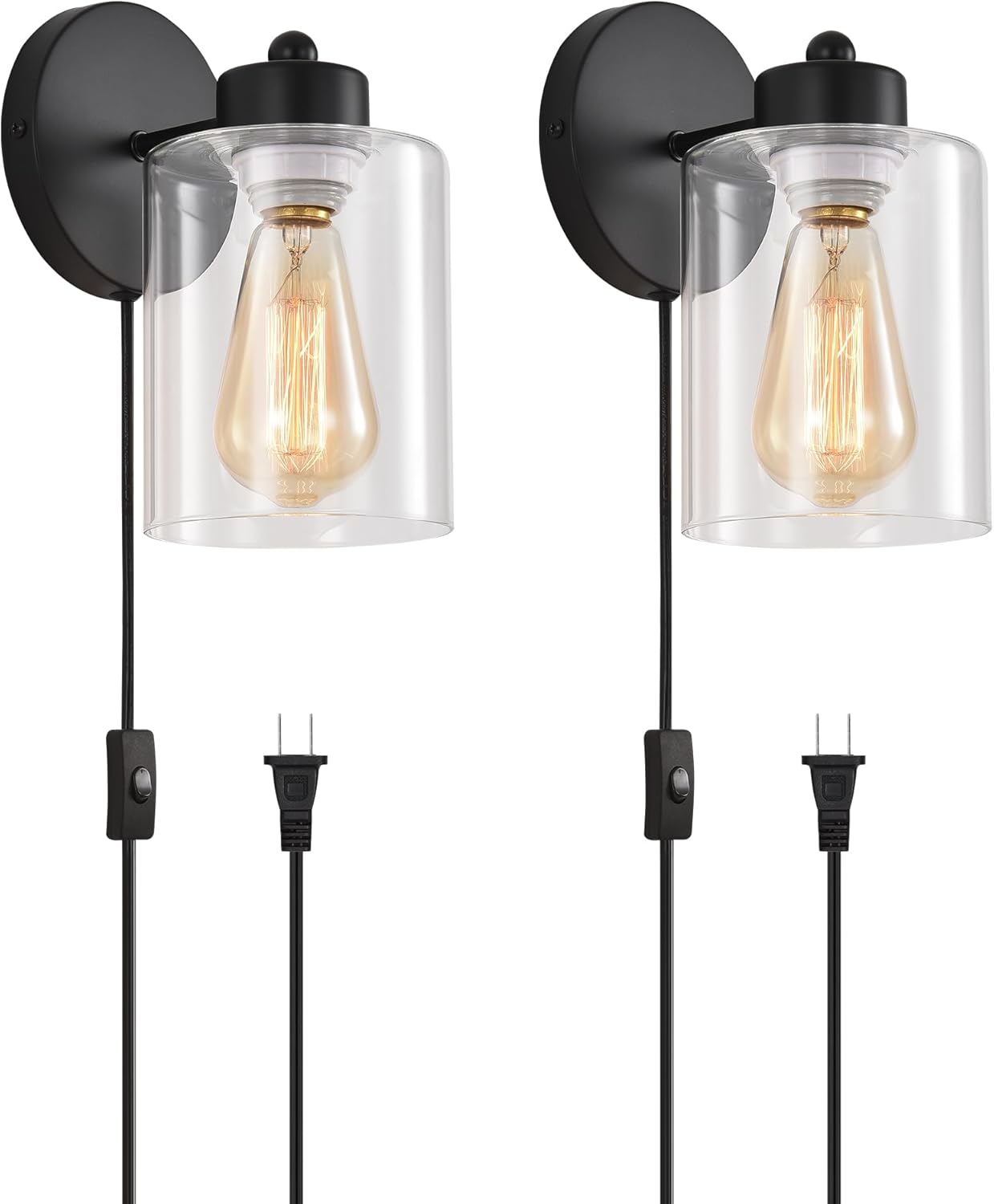 Modern Metal Sconces Wall Lighting with Clear Glass Shade