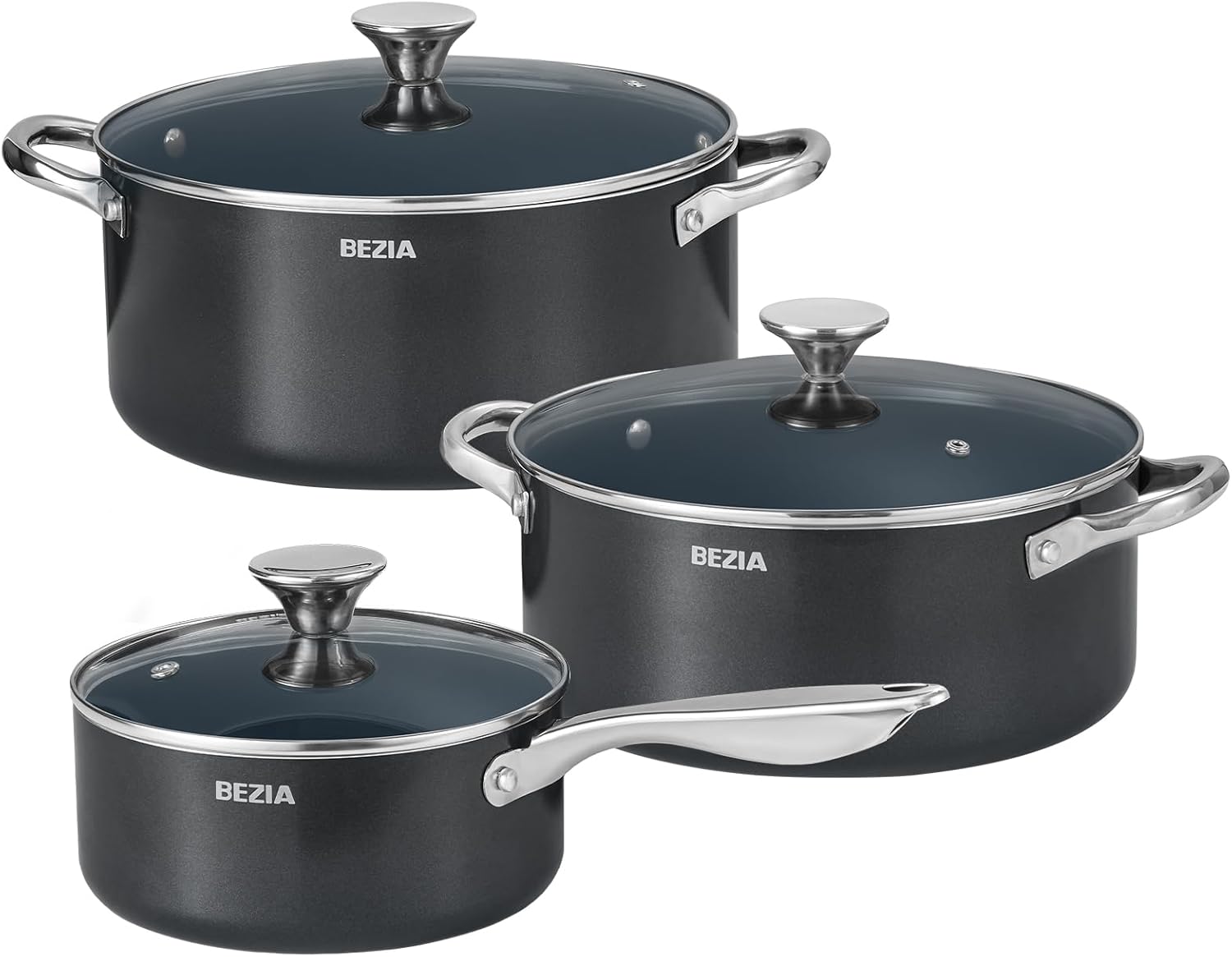 Induction Cookware Set 6-Piece Stackable Kitchen Pots Set