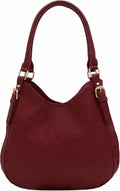 Lightweight 3 Compartment Faux Leather Medium Hobo Bag - Everyday