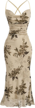 Milumia Women's Floral Cowl Neck Bodycon Maxi Dress - Flattering Fit