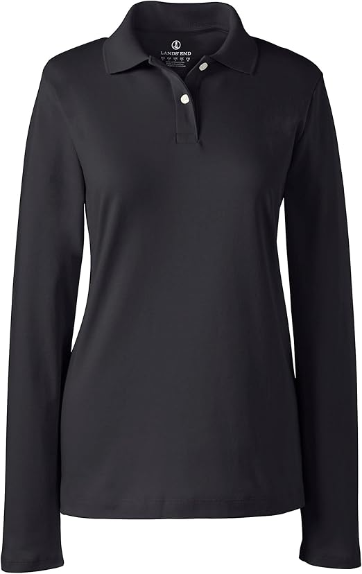 Lands' End Women's Long Sleeve Feminine Fit Interlock Polo Shirt