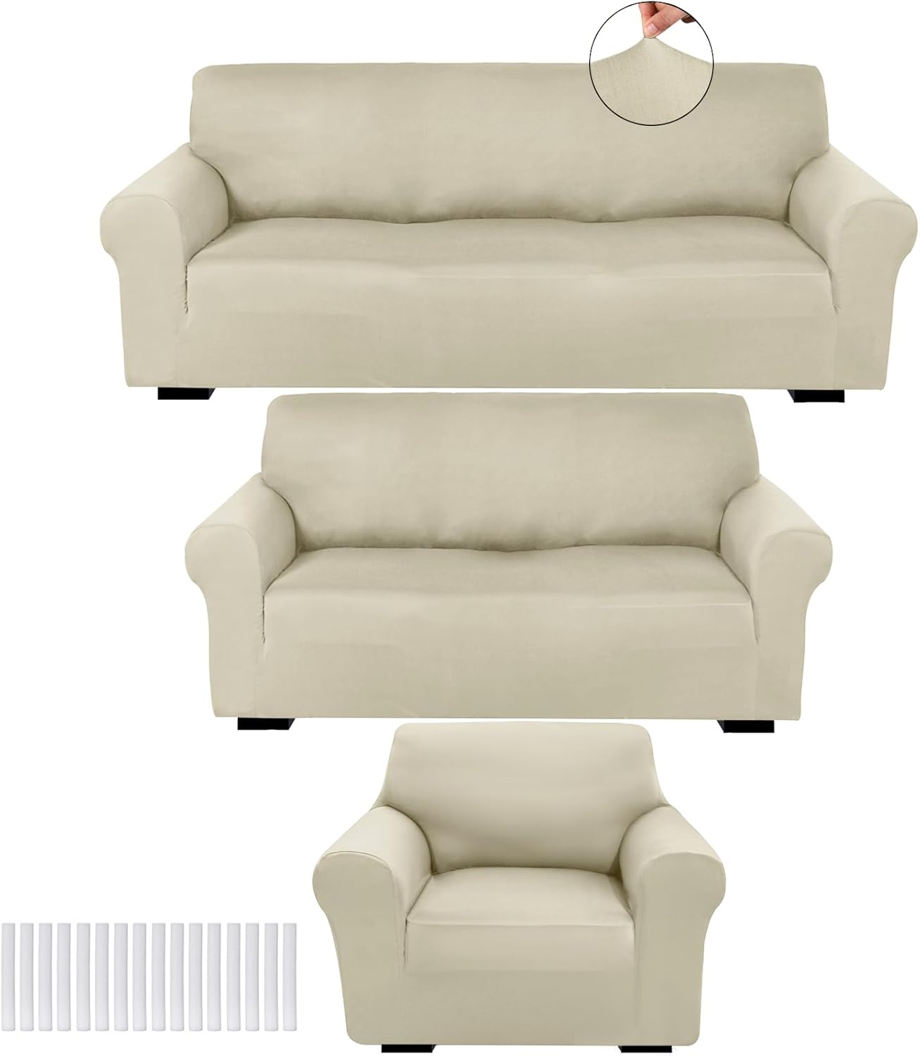 Peryiter 3 Pcs Slipcover Set for Couch Furniture Protection