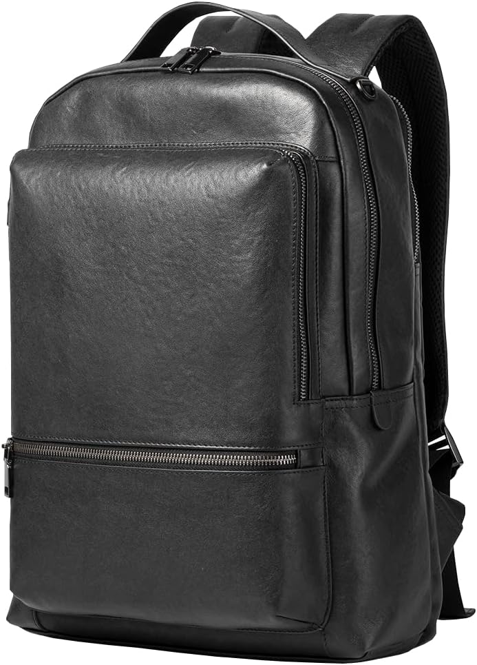 15.6 Inch Genuine Leather Laptop Backpack for Men and Women