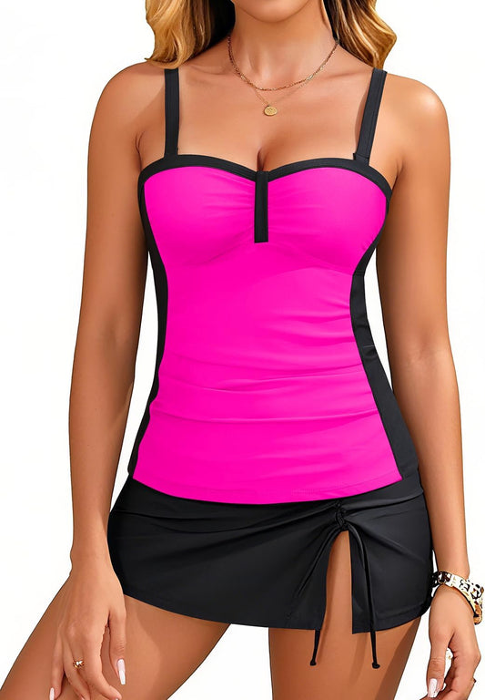 Yonique Womens Underwire Tankini Swimsuits for Tummy Control
